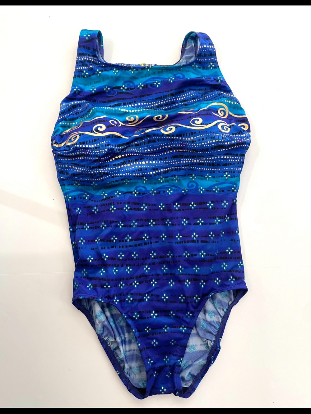 Studio Works Blue & Teal Wave Motif One-Piece Swimsuit
